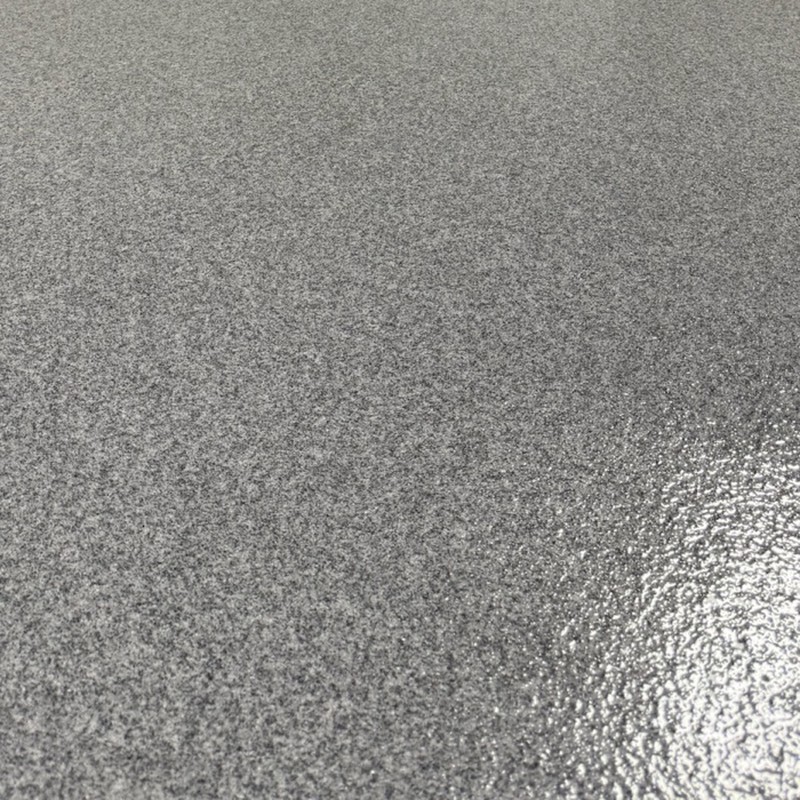 Gray quartz broadcast epoxy floor with a fine textured, slip-resistant finish